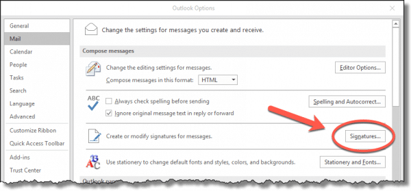 Outlook Mail Options