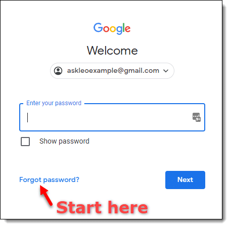 Forgot your password? Start here.