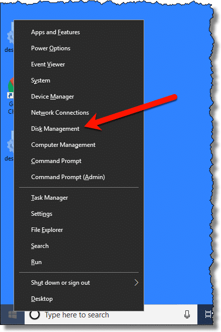 Disk Management menu item