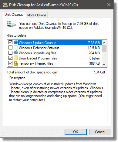 Disk Cleanup tool on System Files