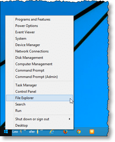 File Explorer on Windows 8.1 Start Menu