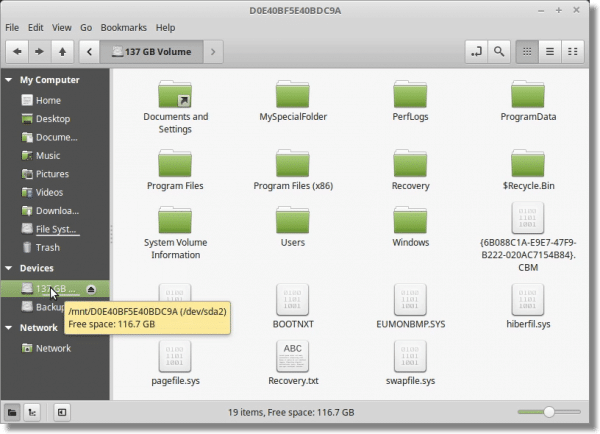 Windows drive in Linux Mint