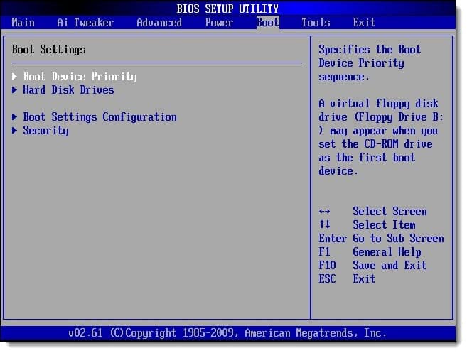 how to configure the bios to boot from cd