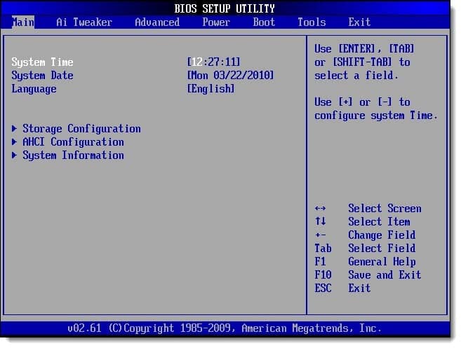 A BIOS Screen