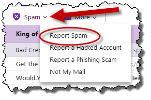 Reporting Spam on Yahoo!