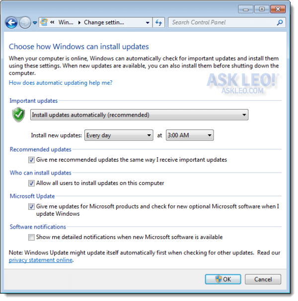Windows Update Automatic Settings
