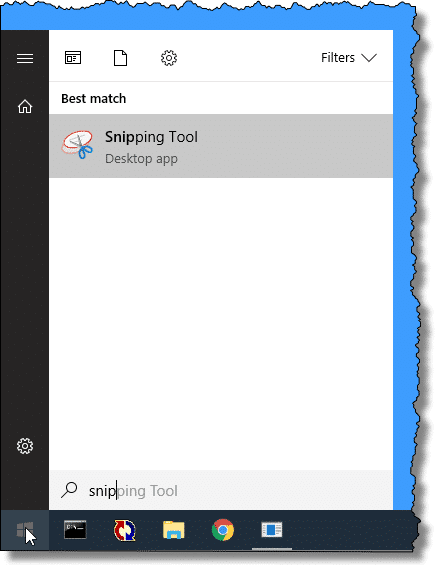 Snipping Tool in Search