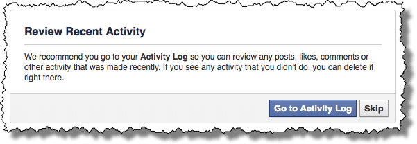 Facebook Activity Review Suggestion
