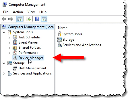 Device Manager in the Computer Management application