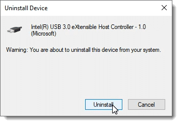 Uninstall Device Driver confirmation