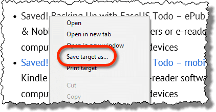 Save target as... to download a file