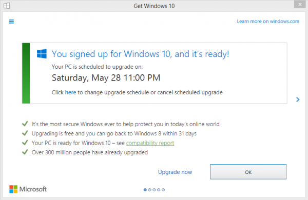 Windows 10 Update Dialog