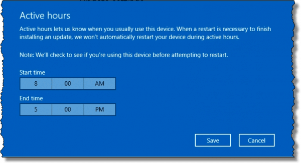 Active Hours to Keep Windows Update From Rebooting