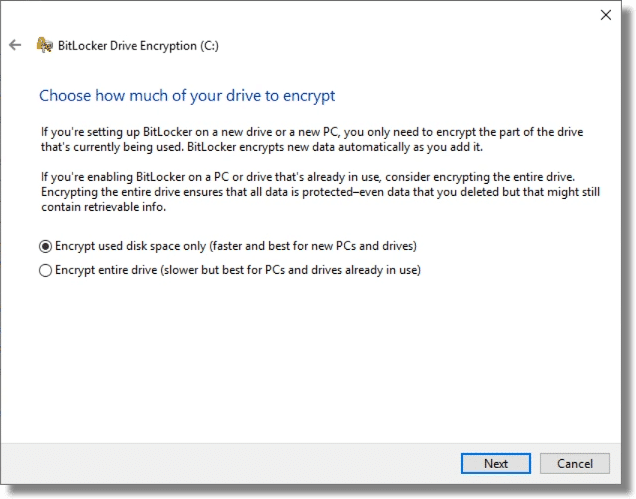 BitLocker - How Much To Encrypt Now