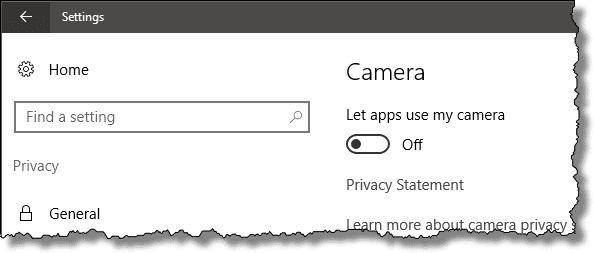 Windows 10 Camera Privacy Settings