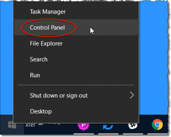 Link to Control Panel in Start Menu