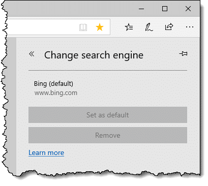 Change search engine in Edge Legacy