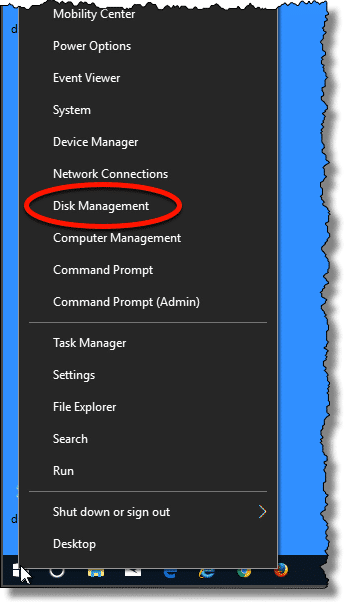 Disk Manager menu item