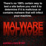 There’s no 100% certain way to test a site before you visit it to determine if it is malicious or contains malware that will infect your machine.