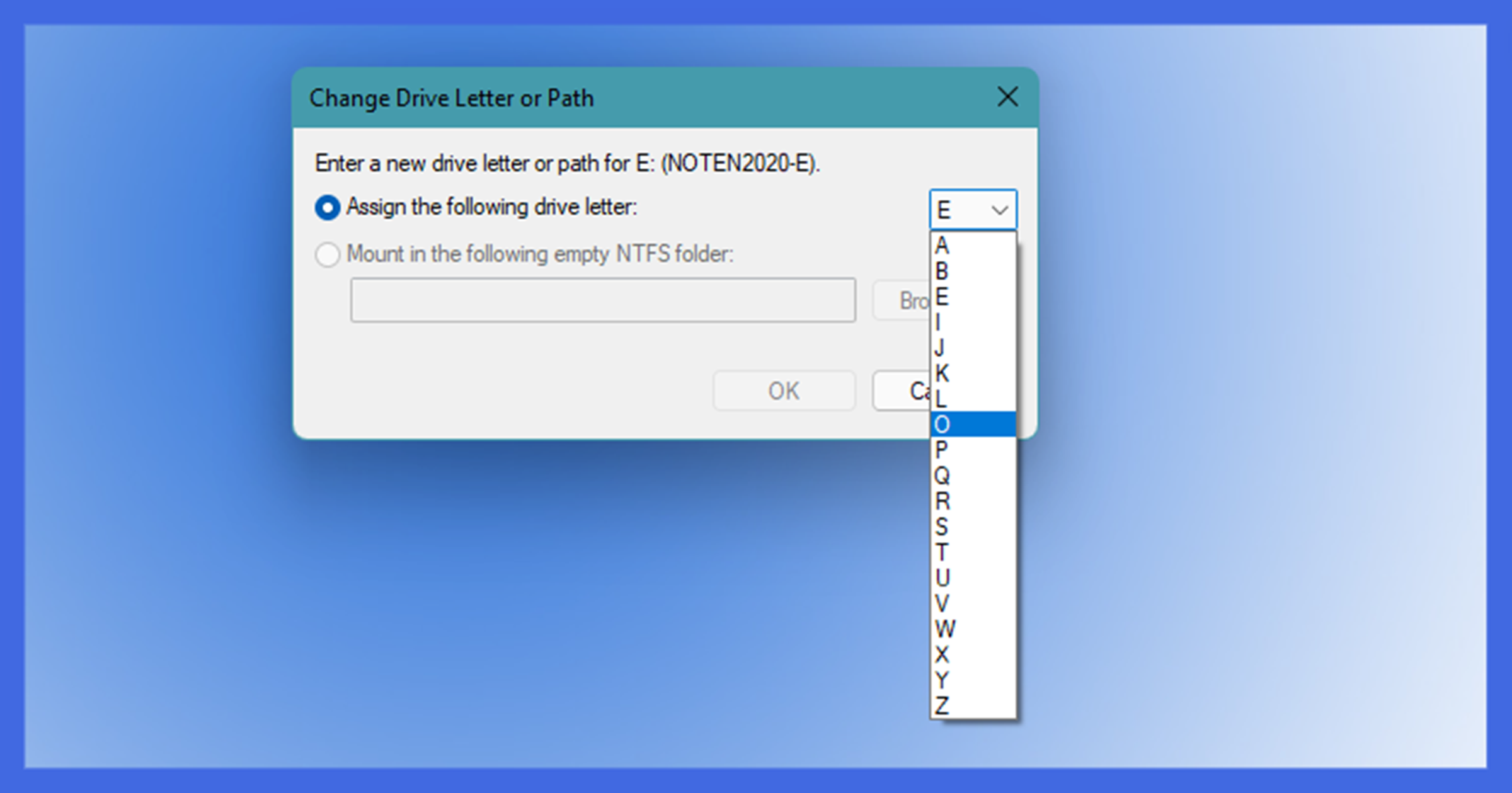 how to change drive letter server 2019
