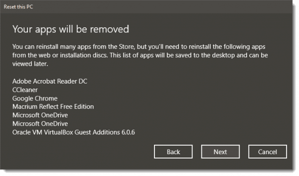 Your apps will be removed