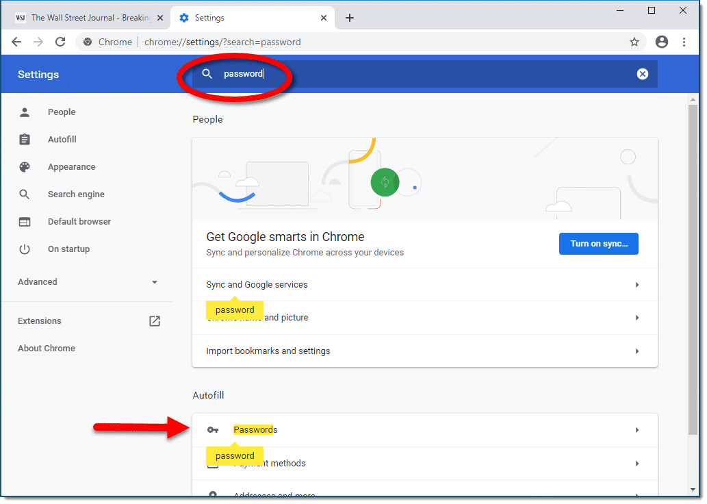saved passwords in google chrome