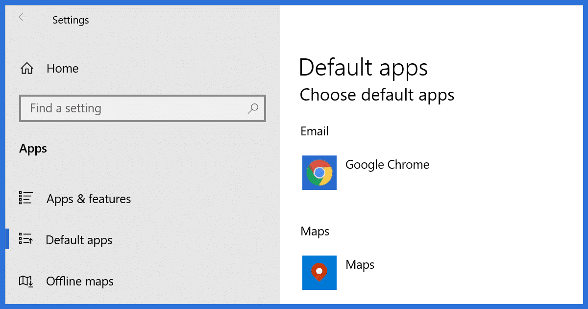 Default Apps Settings Page