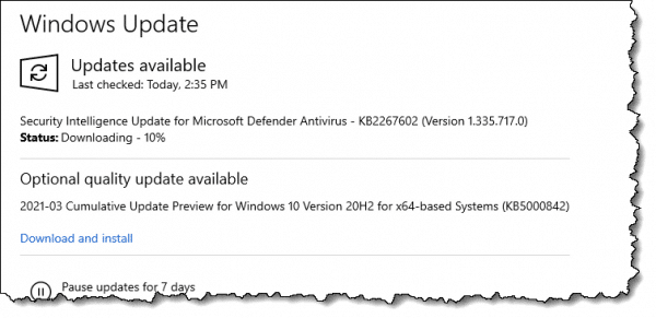 Windows Update checking for updates.