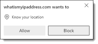 Browser asking for location permission.
