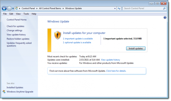 Windows Update on Windows 7