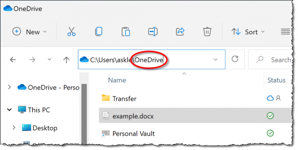 example.docx in OneDrive.