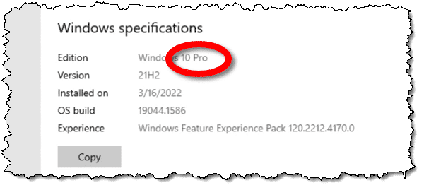 Windows 10 Pro edition.